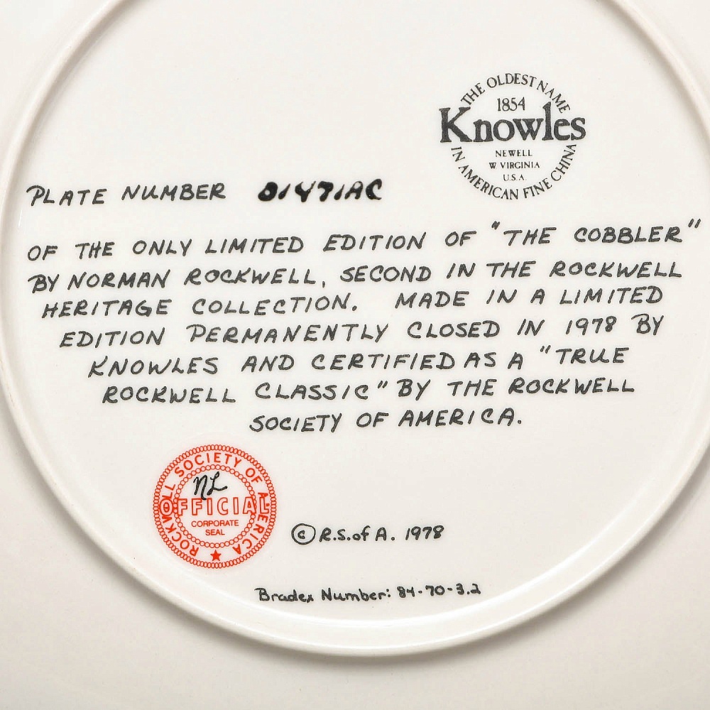  Коллекционная тарелка «Мой любимый дедушка. Сапожник для куклы», Фарфор RECO США - 1978 год. 