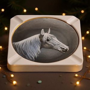 Антикварная Фарфоровая Пепельница  - Мелочевница "Лошадь", Kaestner Saxonia, Германия -20 гг.