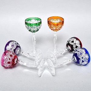 Бокалы для Вина из Цветного Хрусталя JOSEPHINENHUTTE Германия, 60 -е гг.