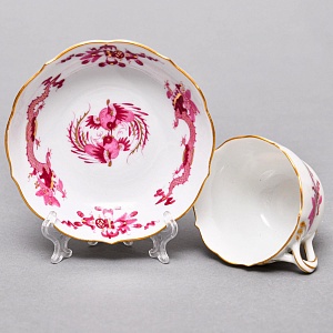 Коллекционная Кофейная пара «Розовый Дракон», MEISSEN Германия, первая половина ХХ века. 