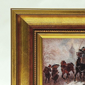 Картина - Пейзаж - Миниатюра «Городская улица - Дилижанс», Доска, Масло, Германия 80 -е ХХ века.