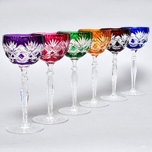 Бокалы для Вина из Цветного Хрусталя JOSEPHINENHUTTE Германия, 60 -е гг.