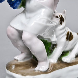 Редкая! Фарфоровая статуэтка «Мальчик с виноградом и собака», ROSENTHAL Германия, первая половина ХХ века. 