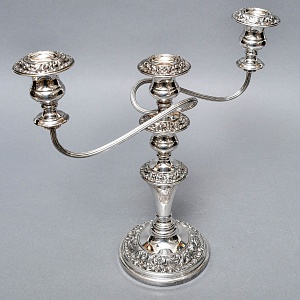 Старинный Канделябр - Подсвечник на Три Свечи, Silverplated SHEFFIELD Англия, начало ХХ века.