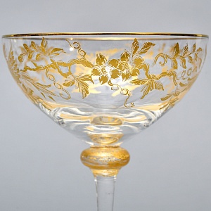 Хрустальные Фужеры для Шампанского - Креманки серия «Золотой Фазан», JOSEPHINENHUTTE, Германия -50 гг. 