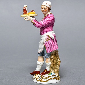 Антикварная Фарфоровая статуэтка «Официант», Мейсен / Meissen Германия, начало ХХ века. 