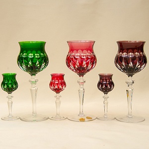 Набор Бокалы + Рюмки из Цветного Хрусталя «МЕРИЛИН», NACHTMANN Германия, 60 -е годы ХХ века.