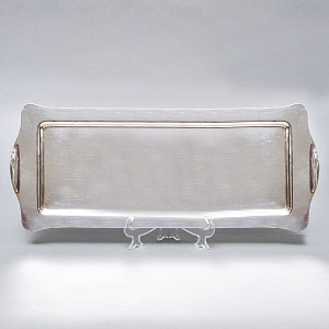 Винтажный Прямоугольный Металлический Поднос - Подставка, Silverplate Англия.