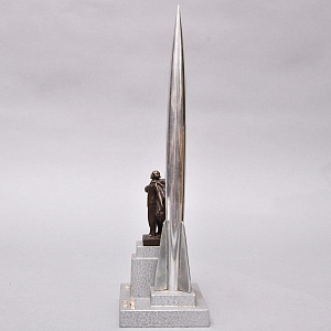 Настольный Сувенир - Памятный Подарок - «Циолковский - Ракета - Космос» Металл, СССР - 70 гг.