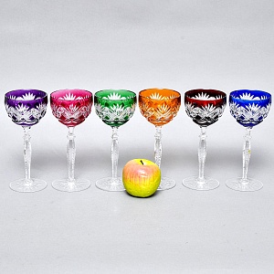 Бокалы для Вина из Цветного Хрусталя JOSEPHINENHUTTE Германия, 60 -е гг.