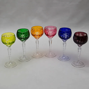 Набор 6-ть Водочных Рюмок «Виноград» Цветной Хрусталь, NACHTMANN Германия, 60-е гг.