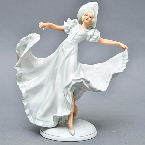  Коллекционная Фарфоровая статуэтка «Танцовщица в пышном платье», Schau Bach Kunst Германия.