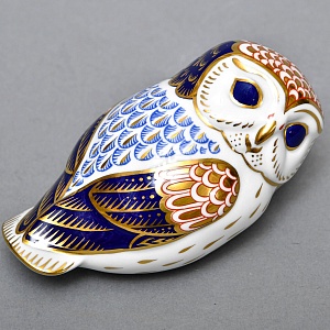 Коллекционное Пресс - Папье, Фарфоровая Статуэтка «СОВА», Royal Crown Derby, Англия, 80-е гг. 