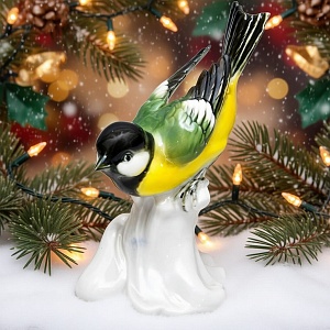 Коллекционная Фарфоровая статуэтка «Птица. Синица», VOLKSTEDTER Германия, середина ХХ века.