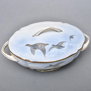 Столовый Фарфоровый сервиз «Охота» на 12 персон, Kaestner Saxonia Германия, первая половина ХХ века.