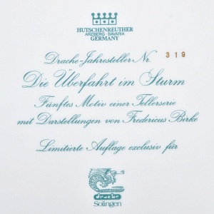 Коллекционное Блюдо - Тарелка «Мифы, сказания. Сквозь бурю» Фарфор Hutschenreuther Германия.