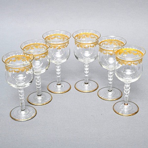 Хрустальные Фужеры - Бокалы для вина серия «Gold Laura», JOSEPHINENHUTTE, Германия -50 гг.. 