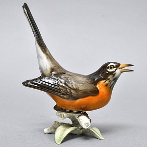 Коллекционная Фарфоровая статуэтка «Птица - Американский дрозд», Hutschenreuther Германия. 