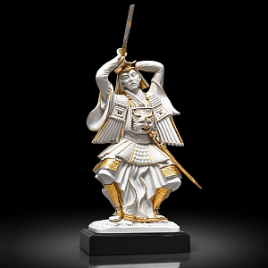 Большая Авторская Фарфоровая статуэтка «Самурай - Путь Воина», Ahura Италия, 80-е годы ХХ века.