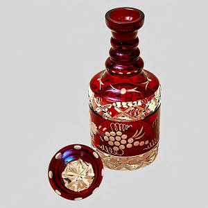 Графин и Четыре Стакана «Виноград» из Цветного Хрусталя DOROTHEENHUTTE Западная Германия 60гг.