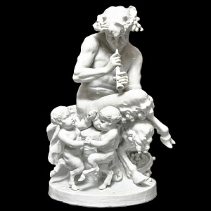 Антикварная Фарфоровая статуэтка «Фавн, играющий на флейте», Ernst Bohne Sohne Германия. 