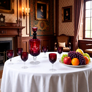 Набор Графин и Рюмки «Рубиновый Хрусталь», Tirgu-Mures Германия, 50 -е годы ХХ века.