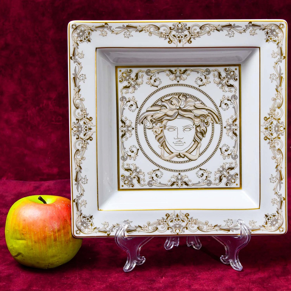 Коллекционная Фарфоровая Тарелочка - Визитница - Пепельница из серии "MEDUSA GALA", VERSACE Rosenthal Германия, 1993 год.