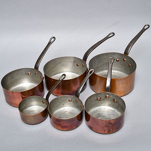 Винтажный Набор из 6-ти Ковшиков разных размеров, Медь, Франция, 60 -е годы ХХ века!