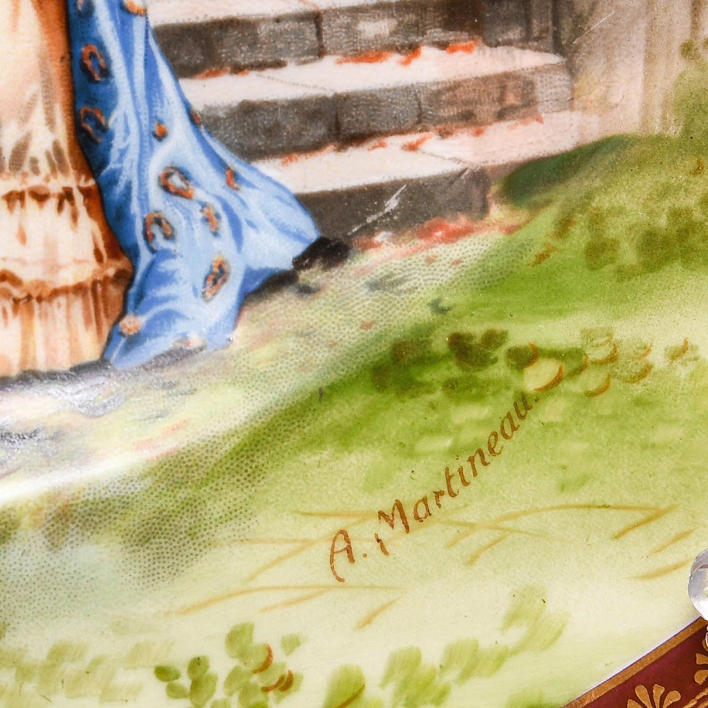  Антикварная Тарелка - Блюдо «Встреча у Усадьбы», Фарфор Limoges / Bawo&Dotter, 1884 - 1914 гг.