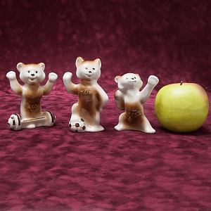 Коллекционный Триптих - Фарфоровые Статуэтки «Мишки - Олимпийцы», СССР Полонне ЗХК. 