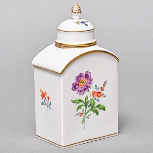 Фарфоровая Чайница с крышкой «BLUME», MEISSEN / МЕЙСЕН Германия, середина ХХ века.