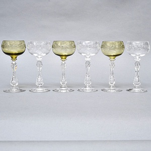 Антикварный Набор бокалов для Вина 6 шт. «MICADO MIX», Saint Louis. Франция, начало ХХ века.