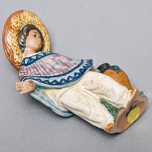 Коллекционная Фарфоровая статуэтка «Мексиканский мальчик в сомбреро», Lladro серия Грес, Испания.