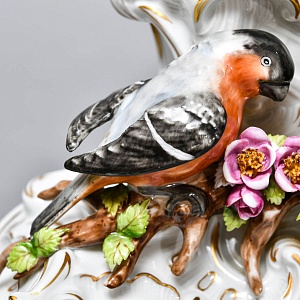 Каминные Кварцевые Часы «Певчие Птицы», фарфор Unterweissbach, Германия 80-е годы ХХ века.