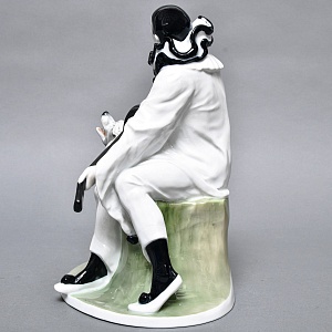 Антикварная Фарфоровая статуэтка «Пьеро с гитарой и пудель», Rosenthal Германия - 1924 год. 