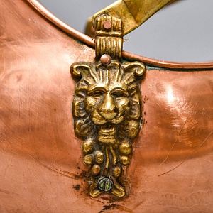 Классический Медный Зольник с Фарфоровыми ручками, Англия первая половина ХХ века!