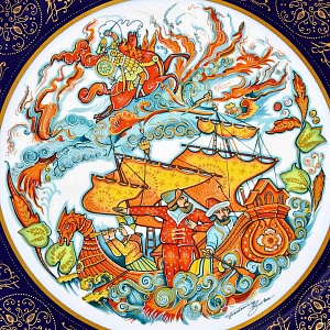 Коллекционное Блюдо - Тарелка «Мифы, сказания. Сквозь бурю» Фарфор Hutschenreuther Германия.