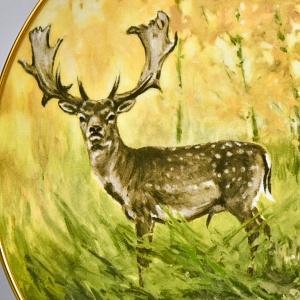 Коллекционная Фарфоровая Тарелка - Блюдо «Дикая Природа. Два оленя», KAISER Германия. 