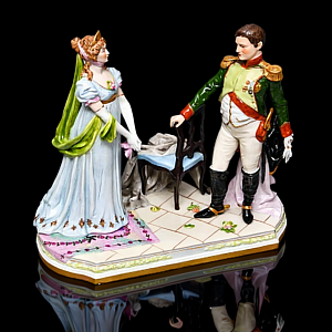 Коллекционная Фарфоровая статуэтка «Наполеон Бонапарт и Луиза Прусская» Scheibe-Alsbach Германия. 