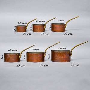 Винтажный Набор - 6-ть Ковшиков - Сотейников разных размеров, Медь, Франция, 70 -е годы ХХ века! 