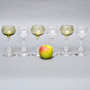 Антикварный Набор бокалов для Вина 6 шт. «MICADO MIX», Saint Louis. Франция, начало ХХ века.