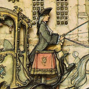 Объемная Картина - Панно в технике 3D декупаж «Два экипажа», 70-е годы ХХ века.