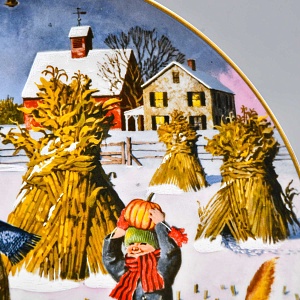 Коллекционная Фарфоровая тарелка - блюдо «Дети с тыквой», Rosenthal Германия - 1977 год.