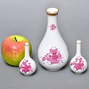 Миниатюрные Фарфоровые Вазочки - Триптих «APPONYI PURPUR», HEREND Венгрия.