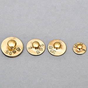 Большой Антикварный Набор Латунных Гирь и разновесов - 13 штук, Германия начало ХХ века..