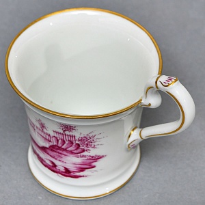 Фарфоровая Кофейная пара + тарелка «Пейзаж у реки», Hochst Германия, середина XX века.