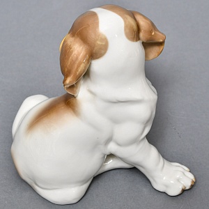 Коллекционная Фарфоровая статуэтка «Собака. Щенок Сенбернара», Nymphenburg Германия, 50-е гг.