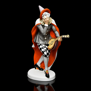 Антикварная Фарфоровая скульптура «Паяц с мандолиной», ROSENTHAL Германия - 1922 год.