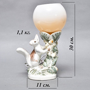 Фаянсовая Настольная Лампа - Светильник «Белка» СССР ЗиК Конаково - 1958 год.