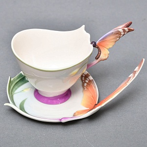 Авторский Фарфоровый Чайный сервиз «Бабочки и стрекозы» на 4 персоны, Franz Collection Тайвань.
